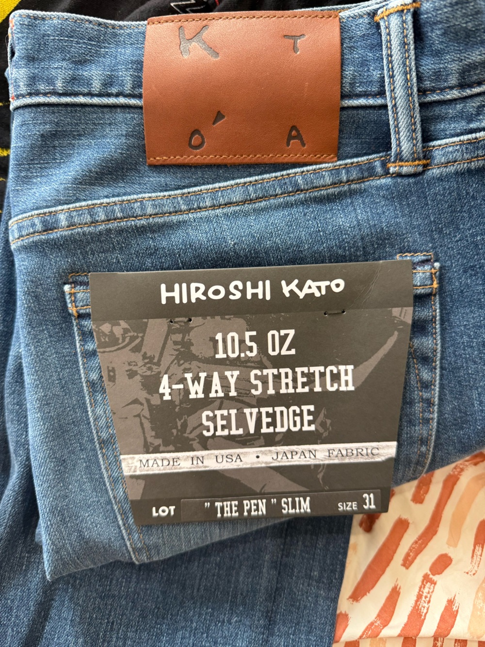 Hiroshi Kato Slim Straight Jeans in Mid Blue